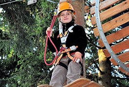 Junge aktiv im Kletterpark