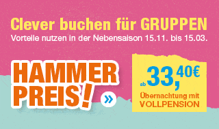Clever buchen für Gruppen. Hammer Preis ab 33,40 € - Zur Buchung