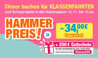 Hammer Preis ab 34,00 € + 200 € Gutschein mit den Buchunbgscode: Klasse200