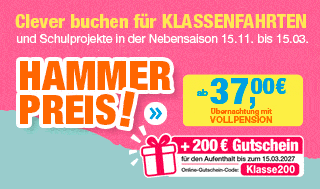 Hammer Preis ab 37,00 € + 200 € Gutschein mit den Buchunbgscode: Klasse200