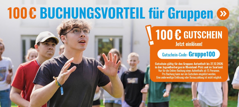 100-Euro-Gutschein für den Gruppenaufenthalt!