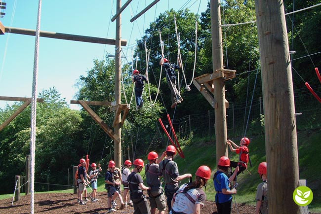 Im Hochseilgarten Herausforderungen gemeinsam meistern